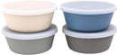 WeeSprout Bamboo Kids Bowls with Lids, Set of Four 10 oz Kid-Sized Dinnerware, Cereal, Leftovers & Snack Bowl, Dishwasher Safe (Blue, Green, Gray, & Beige) by TinyTreasures Baby Boutique