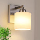 Brushed Nickel Milk Glass Wall Sconces, 1 Pack Hardwired Indoor Wall Light Fixtures for Living Room, Hallway, Bedroom, Ceramic E26 Sockets (Bulbs Not Included) by CozyNest Decor
