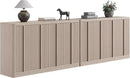 Fluted Buffet Cabinet with Storage, 120" Sideboard Buffet Storage Cabinet with 8 Doors & Solid Wood Handle, Coffee Bar Wood Credenza Cabinet for Kitchen, Dining Room, Living Room, Natural Oak(2PCS) by CozyNest Decor