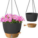 ZMTECH 12 Inch Hanging Planters for Indoor Outdoor Plants, 2 Pack Self Watering Hanging Plant Pots with Drainage Hole, Visual Reservoir, Plastic Flower Hanging Pots with Watering Lip (Black) by CozyNest Decor
