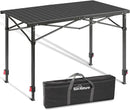 Portable Outdoor Adjustable Height Camping Table, Large for 2-6 Person, Foldable Roll-up Aluminum Camp Table with Carry Bag for Picnic, Camp, Sturdy, Stable, Loads 220 Lbs (Black) by GreenHaven Gardens