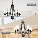 5-Lights Modern Chandelier with Clear Glass Shades, Black Farmhouse Pendant Lighting for Dining Room Kitchen Island Ceiling Light Fixture Haning Over Table by CozyNest Decor