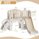 YUFU 8 in 1 Toddler Slide Set, Kids Slide for Toddlers Age 1-3, Toddler Playset with Climber, Basketball Hoop and Ball, Outdoor Indoor Playground for Toddlers 1-3 (Beige+Coffee) by TinyTreasures Baby Boutique