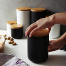 Ceramic Food Storage Jar Canister Modern Design Food Canisters with Airtight Seal Bamboo Lid, Loose Tea Coffee Spice Nuts Snacks Storage Jar Canister (Black 27.05oz/800ml) by CozyNest Decor