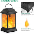 TomCare Solar Lights Metal Flickering Flame Solar Lantern Outdoor Hanging Lanterns Decorative Lighting Heavy Duty Solar Powered Waterproof Umbrella Lighting for Garden Yard Patio Deck, 2 Pack（Black） by CozyNest Decor
