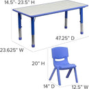 Flash Furniture Emmy Adjustable Classroom Activity Table with 6 Stackable Chairs, Plastic Activity Table for Kids, 23.625" W x 47.25" L, Blue/Gray by CozyNest Decor