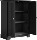 ChooChoo Bathroom Floor Cabinet, Modern Bathroom Storage Cabinet with 2 Doors and Adjustable Shelves, Freestanding Cupboard for Living Room, Black by CozyNest Decor