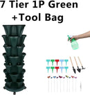 Vertical Planter, 7 Tier Stackable Strawberry Planter with Garden Tool Set, Movable Indoor/Outdoor Garden Herb Pot for Growing Vegetables and Succulents, Green by CozyNest Decor