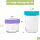 WeeSprout Glass Baby Food Storage Jars - 12 Set, 4 oz/8 oz Baby Food Jars, Plastic Lids, Freezer Storage, Reusable Small Glass Baby Food Containers, Microwave & Dishwasher Safe, for Infant & Baby Food by TinyTreasures Baby Boutique