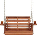 Amish Casual 3 Foot Roll Back Porch Swing with Cup Holders in Cedar Stain - Amish Made in The USA from Treated Pine Heavy Duty 700 Lb. Weight Capacity by GreenHaven Gardens