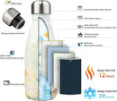 Insulated Water Bottles,12 oz Double Wall Stainless Steel Vacumm Metal Flask for Sports Travel,Marble Jade by CozyNest Decor