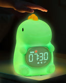 Dinosaus Alarm Clock for Kids with Night Light, Sleep Training Clock Time to Wake Clock, Rechargeable Silicone Light for Bedroom, Perfect Sleep Companion for Boys Girls by TinyTreasures Baby Boutique