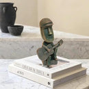 Moai Statue Decor - 6 Inch Easter Island Oranment Resin Stone Decoration for Room Accessories Antique Sculpture for Office Desktop (Play The Guitar) by CozyNest Decor