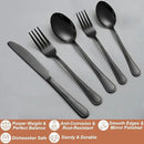 40 Pcs Black Silverware Set for 8 with Simple Striped Handle Design, Food Grade Stainless Steel Flatware Set, Eating Utensils Sets Include Fork/Knife/Spoon, Cutlery Set, Dishwasher Safe by CozyNest Decor