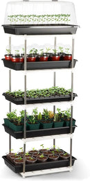 5 Layer Sprouting Tray Storage Shelf, Plant Tray Shelf Nursery Pot Tray Shelf Seeding Tray Container Shelves Indoor/Outdoor Plant Rack Holder (34.65''Hx13.58 Wx16.54 L, White) by GreenHaven Gardens