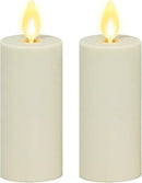 Luminara Outdoor Votive Flameless LED Candle, Set of 2 Ivory 1.5" x 4", Moving Flame Battery Operated Timer Remote Ready IPX4 Matte Plastic Finish by GreenHaven Gardens