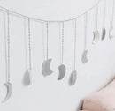 Mkono Moon Phase Wall Hanging Boho Aesthetic Room Decor Metal Moons Garland Hanging Art Bohemian Home Decoration for Girls Room Nursery Bedroom Livingroom Dorm, Ideal, Silver, 55" by CozyNest Decor