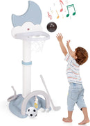 Costzon Kids Basketball Hoop with Electronic Scoreboard Cheer Sound, 4 in 1 Height Adjustable Toddler Basketball Hoop with Soccer, Golf, Ring Toss Game for Indoor Outdoor, Gift(Light Blue Moon) by TinyTreasures Baby Boutique