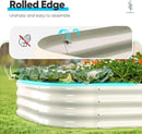 Quictent Galvanized Raised Garden Bed Kit, 6x3x1ft Oval Large Metal Outdoor Planting Box, Ground Planter Strengthened by Crossbar, Beige by GreenHaven Gardens