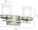 Kichler Hendrik 14.5" 2 Light Vanity Light with Satin Etched Cased Opal Glass Brushed Nickel by CozyNest Decor