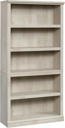 Sauder 5 Tier Book Shelf Wooden Bookcase Multipurpose Bookshelf for Home Office, Living Room, in Chalked Chestnut by CozyNest Decor