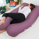 Meiz Pregnancy Pillow,Cooling Silky Pregnancy Pillows for Sleeping,Full Body Maternity Pillow for Pregnant Woman with Cooling Silky Jersey Cover,Dark Purple by TinyTreasures Baby Boutique