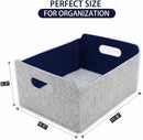 Welaxy storage baskets Felt Foldable Cube bin Shelf Bins Organizer Felt box for Kids Toys Magazine Books Clothes for Office Bedroom Closet Babies Nursery (navy x 3) by TinyTreasures Baby Boutique
