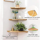 Corner Shelf, 12inch Solid Oak Wood Floating Corner Shelves Wall Mount Round End Floating Speaker Shelf with Wire Hole for Small Plant Photo Frame for Bedroom Kitchen, Living Room by CozyNest Decor