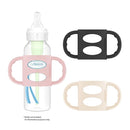 Dr. Brown's Narrow Baby Bottle Handles, 100% Silicone, Easy Grip Removable Handles for Bottle to Sippy Cup Transition, Black/Ecru/Pink, 3-Pack, 4m+ by TinyTreasures Baby Boutique