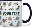 Personalized Mug for Kids - Cats - Custom Name/Text, Ceramic Hot Chocolate/Cocoa/Coffee Cup for Boys/Girls, Birthday/Christmas/Holiday Gift - 11 oz, Black Handle by TinyTreasures Baby Boutique