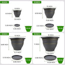 6 Pack 8 Inch Plant Pots, Plastic Flower Pot for Indoor & Outdoor with Drainage Holes & Saucer, Plaid Pattern Planters Garden Pots for Herbs by CozyNest Decor