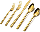 Alata Cube Gold 20-Piece Flatware Set, Forged Cutlery Set, Mirror Finish Silverware Service for 4, Stainless Steel Tableware with Square Handle for Home/Restaurant, Dishwasher Safe by CozyNest Decor