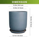 10 Inch Plant Pot - Ceramic Pot for Indoor Plants Outdoor Planter Large Flower Pot with Drainage Hole and Saucer Cylinder Gray by GreenHaven Gardens