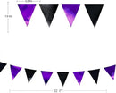 Purple and Black Party Decorations Metallic Fabric Triangle Pennant Banner Flag Bunting Garland for Graduations Birthday Retirement Wedding Baby Shower Bachelorette Halloween Outdoor Party Supplies by GreenHaven Gardens