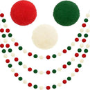 Jishi Christmas Pom Pom Garland Christmas Decorations for Tree Indoor Home Room Decor 3pk Cute Hanging Felt Ball Red White Green Pompom Bead Ornament String Banner Garland Xmas Birthday Party Supplies by CozyNest Decor
