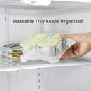 Matyz 4-Pack Baby Glass Jars For Food Storage with Lids Airtight and Stackable Tray (Mint Green, 4 OZ Each) - Small Solid Food Storage Containers For Baby On The Go - Freezer Microwave Oven Safe by TinyTreasures Baby Boutique