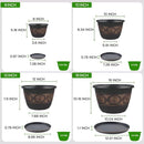 4 Pack 16 inch Plant Pots, Retro Pattern Planters with Drainage Holes and Saucer, Sturdy Plastic Garden Flower Pots for Indoor & Outdoor Plants by CozyNest Decor