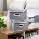 PRANDOM Collapsible Storage Boxes with Lids Fabric Decorative Storage Bins Cubes Organizer Containers Baskets with Cover Handles Divider for Bedroom Closet Living Room 9.8x7.9x6.7 Inch 3 Pack by TinyTreasures Baby Boutique