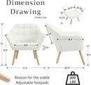 White Sherpa Accent Chair with Ottoman ，Modern Reading Chair with Ottoman Set, Comfy Fuzzy Armchair Living Room Chair Lounge Chair with Wood Legs for Small Spaces Bedroom Apartment by CozyNest Decor