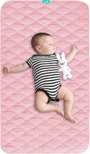 Waterproof Crib Mattress Protector Pad Cover 28" x 52", Anti Slip & Absorbent Waterproof Bed Pads for Standard Crib/Toddler Bed Quilted Machine Washable (Quilted Improved Thickness) Pink by TinyTreasures Baby Boutique