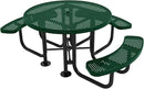 Heavy-Duty Portable Outdoor Picnic Table with Umbrella Hole, Punched Steel Patio Dining Furniture Made in America (46" Round Top, Green) by CozyNest Decor