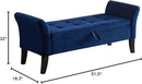 Furniliving Storage Ottoman Bench, Velvet Benches End of Bed Bench with Solid Wood Legs Upholstered Ottoman Bench with Storage Indoor Bench for Living Room with Rolled Arm, Entryway, NavyBlue by CozyNest Decor