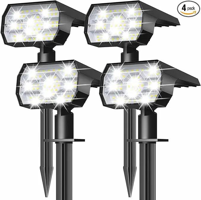 NYMPHY Solar Lights Outdoor Waterproof IP68, 56 LED 3 Lighting Modes Solar Powered Garden Yard Spot Solar Lights for Outside Landscape- 4 Pack (Cool White)