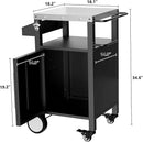 KEIKI Outdoor Grill Cart with Storage and Wheels, Rolling BBQ Prep Table with Spice Rack, Hooks, and Side Handles, Black Metal Bar Cart for Patio Kitchen and Grilling Accessories by CozyNest Decor