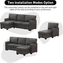 EBELLO Convertible Sleeper Sofa 3 in 1, Faux Leather Modern L-Shaped Couches for Living Room, Pull Out Sectional Futon Sofa Bed with Storage Space, USB Ports and Cup Holders for Bedroom by CozyNest Decor