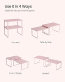 SONGMICS Cabinet Organizer Shelf, Set of 2 Kitchen Counter Shelves, Kitchen Storage, Spice Rack, Stackable, Expandable, Metal and Engineered Wood, Jelly Pink UKCS020S01 by CozyNest Decor