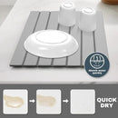 Large Stone Dish Drying Mats for Kitchen Counter, Quick Dry Absorbent Collapsible Dish Drying Mat,Diatomaceous Earth Mats for Dishes Bottles Cups,Match Any Countertop,Grey 16 * 12inch by CozyNest Decor