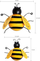 MorTime 4 Pack Metal Bee Wall Art Sculptures Garden Decorations, Hanging Bee Wall Decor Indoor Outdoor Garden Yard Lawn Decor by GreenHaven Gardens