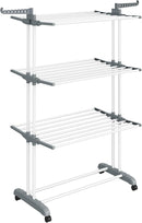 SONGMICS Clothes Drying Rack Stand 4-Tier, Foldable Laundry Drying Rack 68.1-Inch Tall, Steel, Rolling Clothes Horses Dryer Rack, Easy to Assemble, Indoor Outdoor Use, White ULLR701W01 by TinyTreasures Baby Boutique