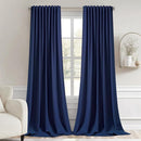 MIULEE Navy Blue Back Tab Blackout Curtain 96 Inch Long 2 Panels Set for Bedroom, Rod Pocket/Pinch Pleat Thermal Insulated Living Room Darkening Pleated Light Blocking Floor to Ceiling Drape by TinyTreasures Baby Boutique